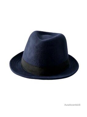 Wool Blend Fedora Hat Short Brim Teardrop Crown Satin Band Jazz Gatsby